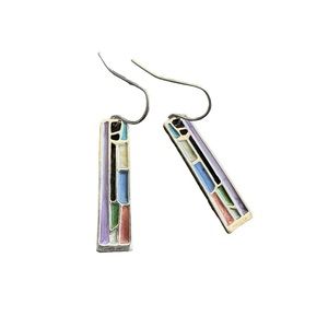 Handmade Colorful Mosaic Pendant Earrings